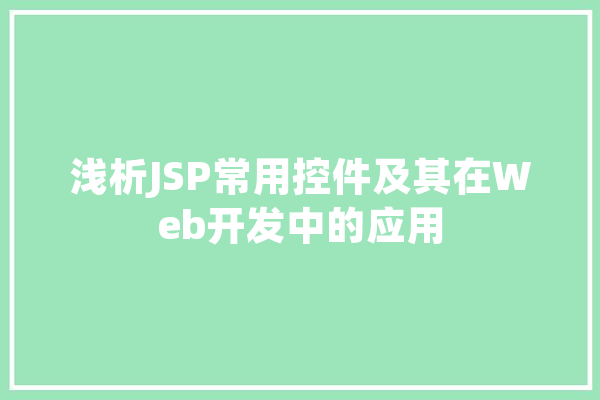 浅析JSP常用控件及其在Web开发中的应用