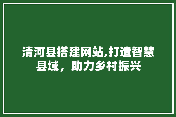 清河县搭建网站,打造智慧县域，助力乡村振兴