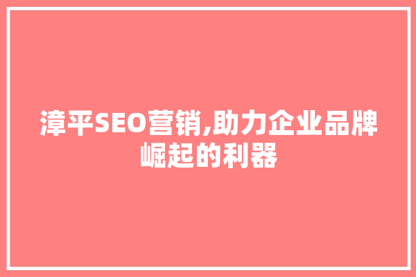 漳平SEO营销,助力企业品牌崛起的利器