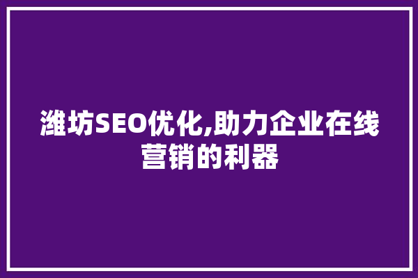 潍坊SEO优化,助力企业在线营销的利器 AI快讯