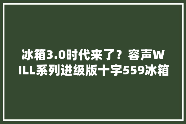 冰箱3.0时代来了？容声WILL系列进级版十字559冰箱评测_冰箱_容声