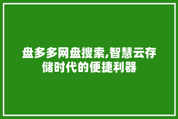 盘多多网盘搜索,智慧云存储时代的便捷利器 AI简讯