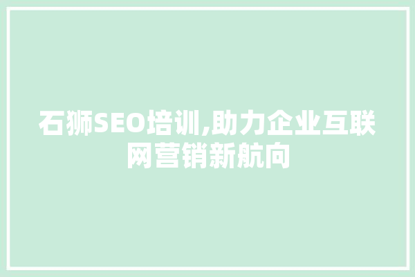 石狮SEO培训,助力企业互联网营销新航向