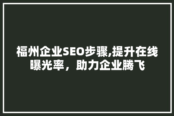 福州企业SEO步骤,提升在线曝光率，助力企业腾飞 计算机