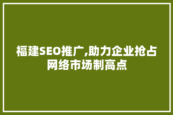 福建SEO推广,助力企业抢占网络市场制高点