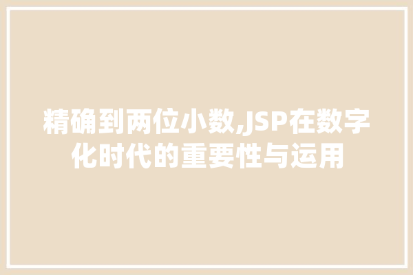 精确到两位小数,JSP在数字化时代的重要性与运用 计算机