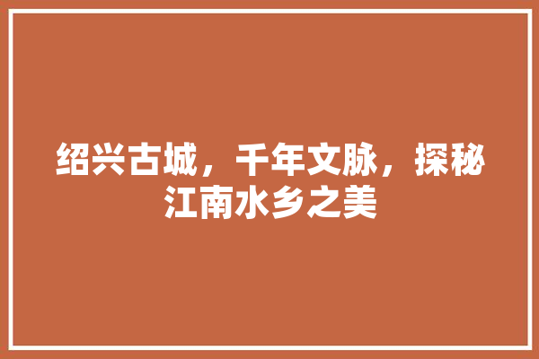 绍兴古城，千年文脉，探秘江南水乡之美