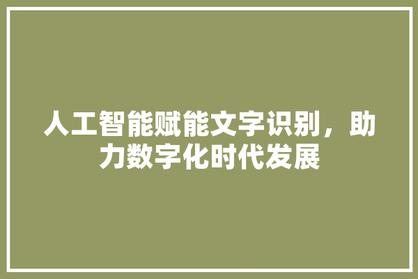 人工智能赋能文字识别，助力数字化时代发展 智能助手