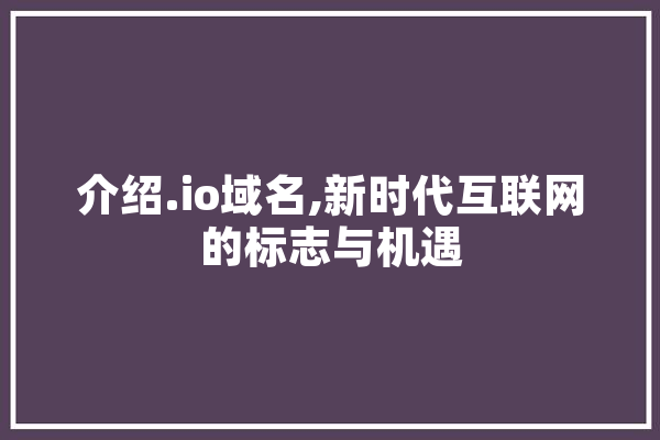 介绍.io域名,新时代互联网的标志与机遇