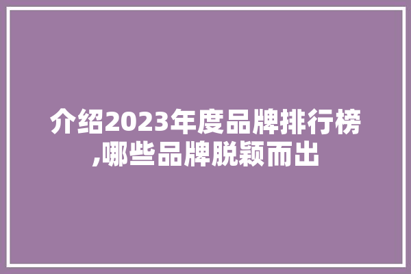 介绍2023年度品牌排行榜,哪些品牌脱颖而出 云服务