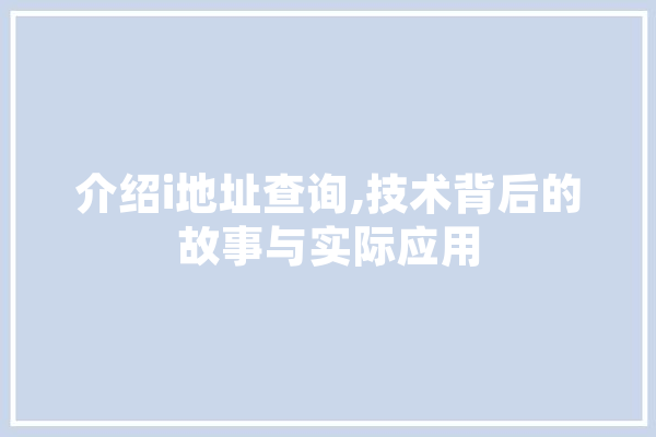 介绍i地址查询,技术背后的故事与实际应用 计算机