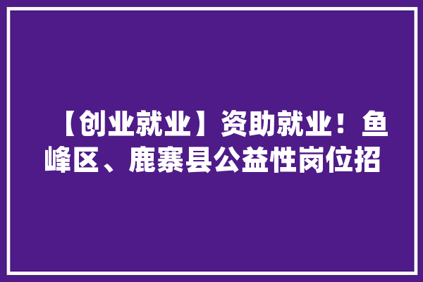 【创业就业】资助就业！鱼峰区、鹿寨县公益性岗位招人啦_人员_柳州市 科技快讯
