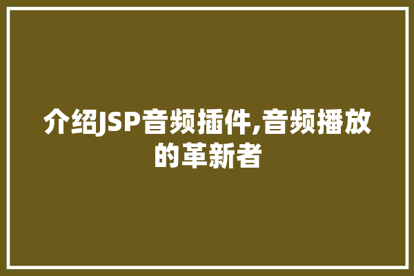 介绍JSP音频插件,音频播放的革新者