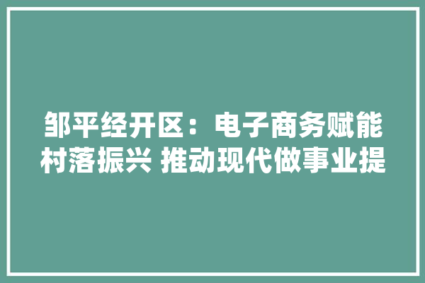 邹平经开区：电子商务赋能村落振兴 推动现代做事业提档进级_数字_万元 智能问答