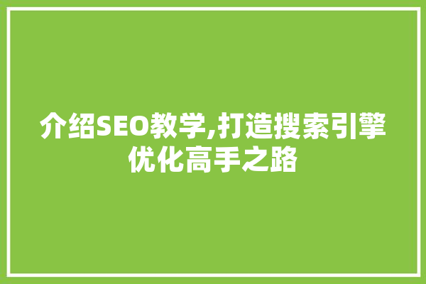 介绍SEO教学,打造搜索引擎优化高手之路 云服务