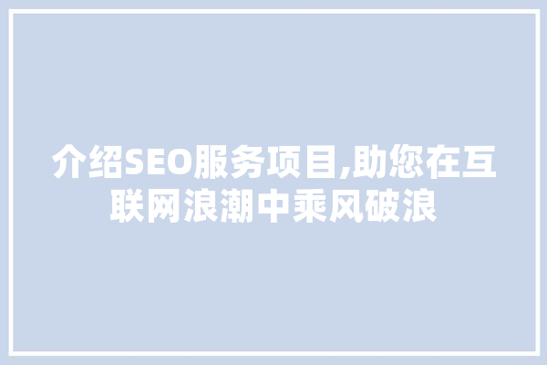 介绍SEO服务项目,助您在互联网浪潮中乘风破浪 智能助手