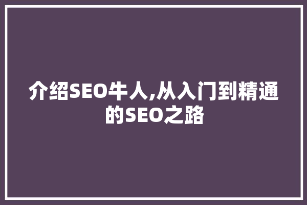 介绍SEO牛人,从入门到精通的SEO之路 计算机
