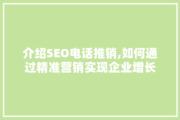 介绍SEO电话推销,如何通过精准营销实现企业增长