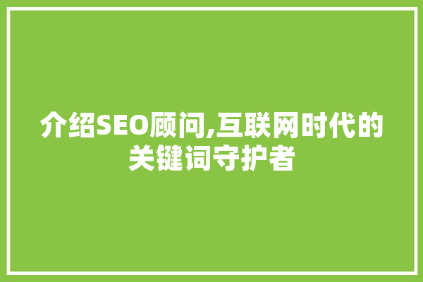 介绍SEO顾问,互联网时代的关键词守护者