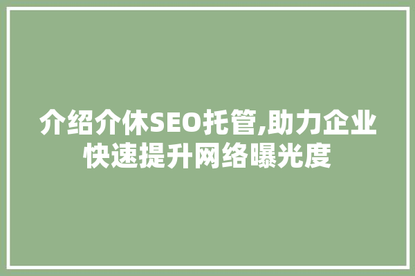 介绍介休SEO托管,助力企业快速提升网络曝光度 云服务
