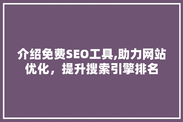 介绍免费SEO工具,助力网站优化，提升搜索引擎排名 云服务