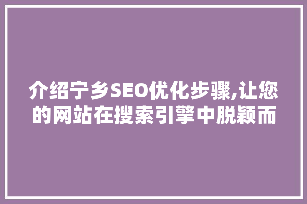 介绍宁乡SEO优化步骤,让您的网站在搜索引擎中脱颖而出