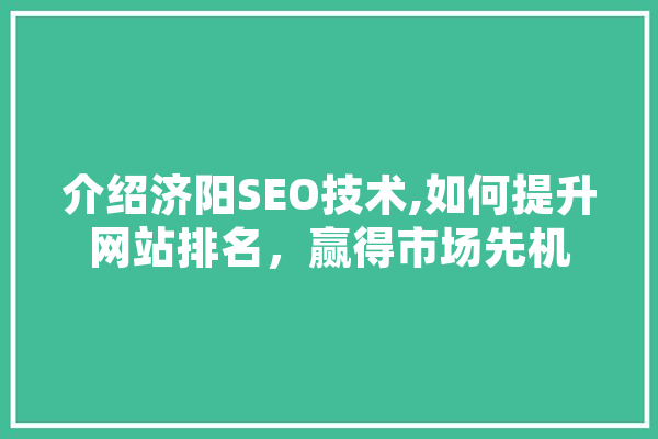 介绍济阳SEO技术,如何提升网站排名，赢得市场先机 绘影字幕