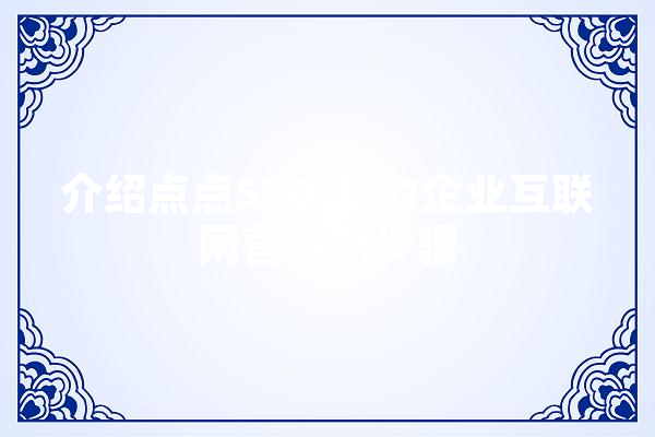 介绍点点SEO,助力企业互联网营销新步骤