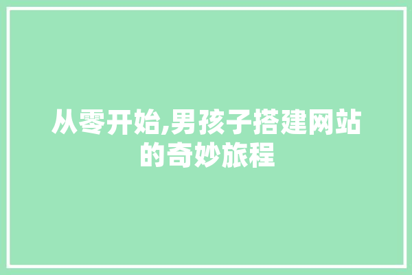 从零开始,男孩子搭建网站的奇妙旅程 计算机