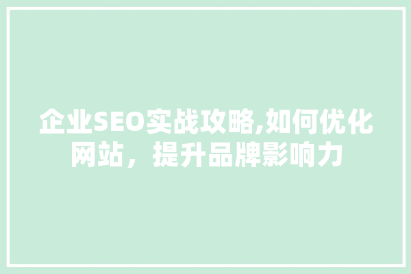企业SEO实战攻略,如何优化网站，提升品牌影响力 云服务