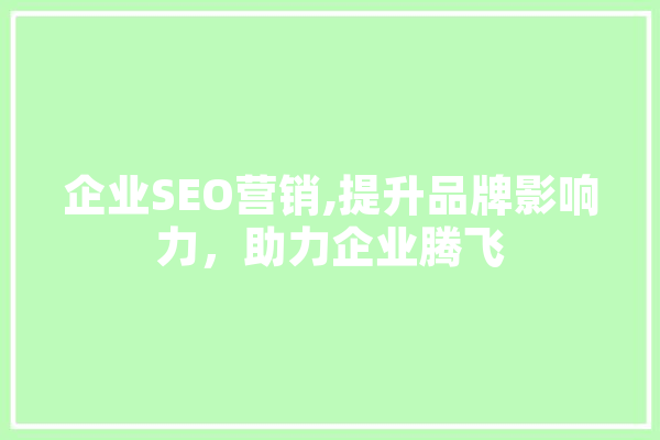 企业SEO营销,提升品牌影响力，助力企业腾飞 计算机