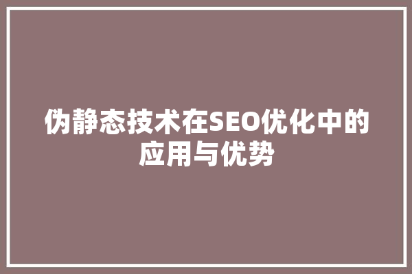 伪静态技术在SEO优化中的应用与优势