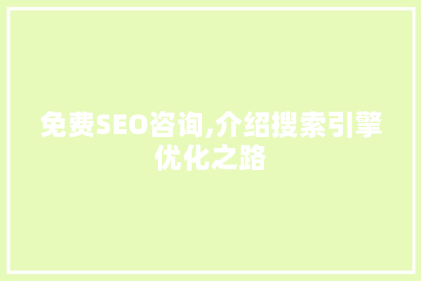 免费SEO咨询,介绍搜索引擎优化之路 智能助手