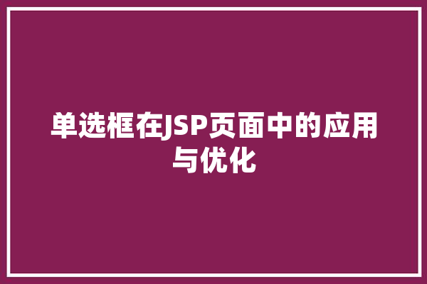 单选框在JSP页面中的应用与优化 AI简讯