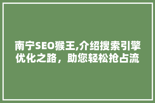 南宁SEO猴王,介绍搜索引擎优化之路，助您轻松抢占流量高地 绘影字幕