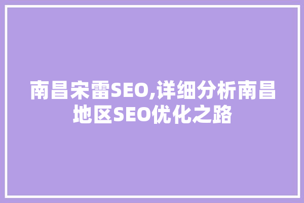 南昌宋雷SEO,详细分析南昌地区SEO优化之路
