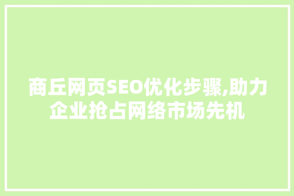 商丘网页SEO优化步骤,助力企业抢占网络市场先机 绘影字幕