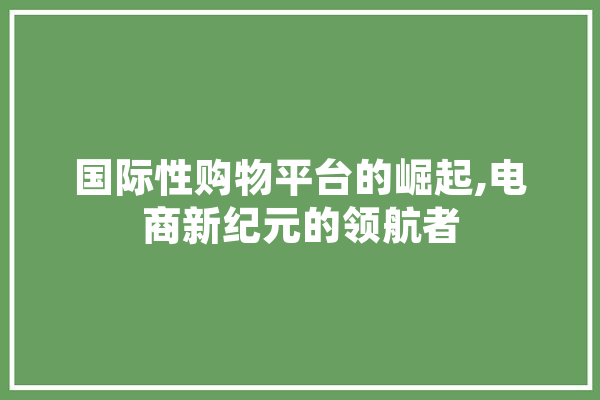 国际性购物平台的崛起,电商新纪元的领航者 AI快讯