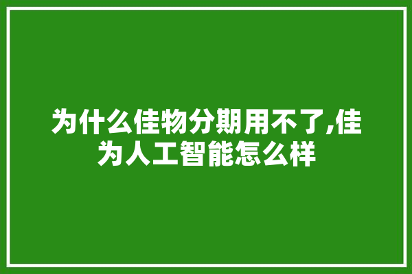 为什么佳物分期用不了,佳为人工智能怎么样 AI简讯