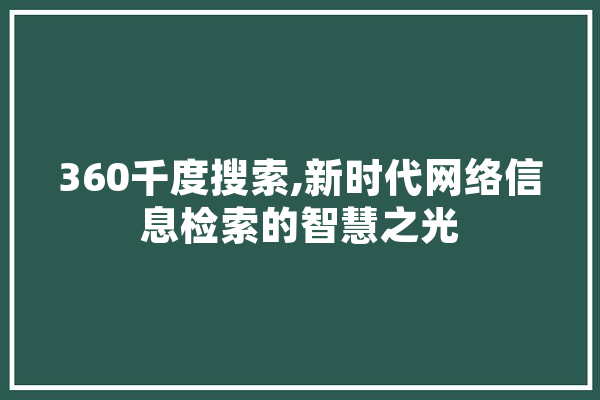 360千度搜索,新时代网络信息检索的智慧之光 文字写作