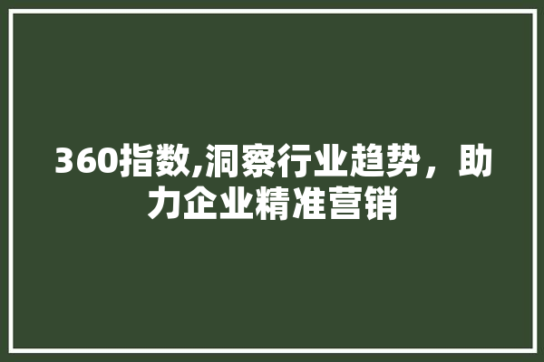 360指数,洞察行业趋势，助力企业精准营销 AI简讯