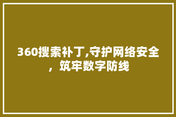 360搜索补丁,守护网络安全，筑牢数字防线 文字写作