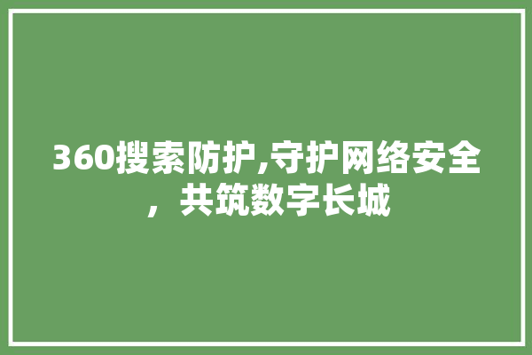 360搜索防护,守护网络安全，共筑数字长城 计算机