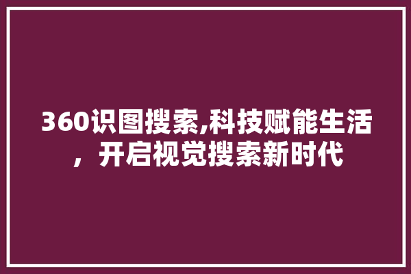 360识图搜索,科技赋能生活，开启视觉搜索新时代 云服务