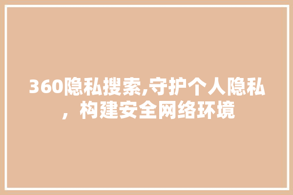 360隐私搜索,守护个人隐私，构建安全网络环境