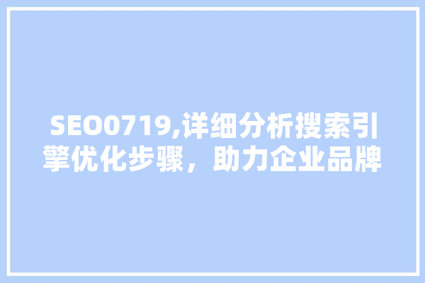 SEO0719,详细分析搜索引擎优化步骤，助力企业品牌崛起 智能写作