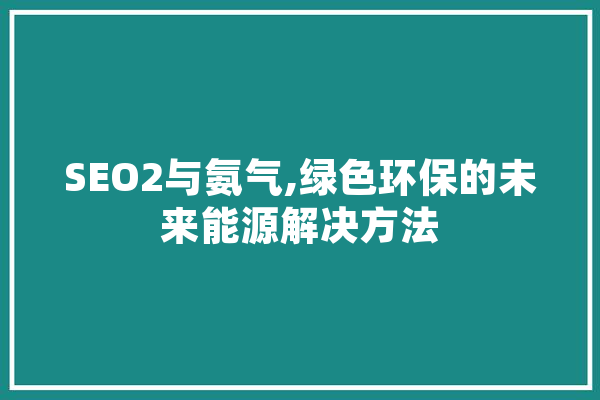 SEO2与氨气,绿色环保的未来能源解决方法