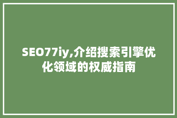 SEO77iy,介绍搜索引擎优化领域的权威指南 文字写作