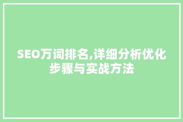 SEO万词排名,详细分析优化步骤与实战方法 绘影字幕