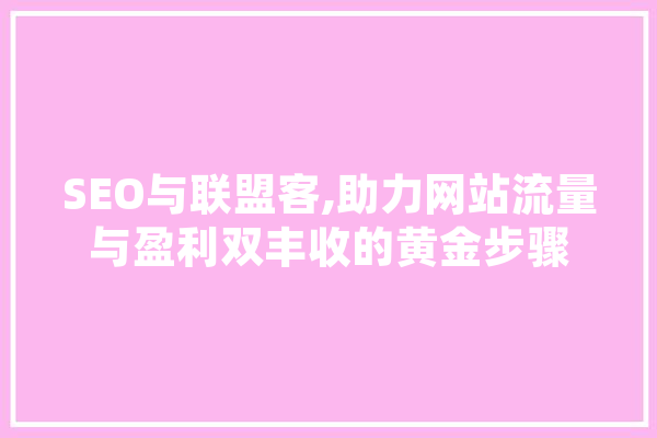 SEO与联盟客,助力网站流量与盈利双丰收的黄金步骤 智能写作